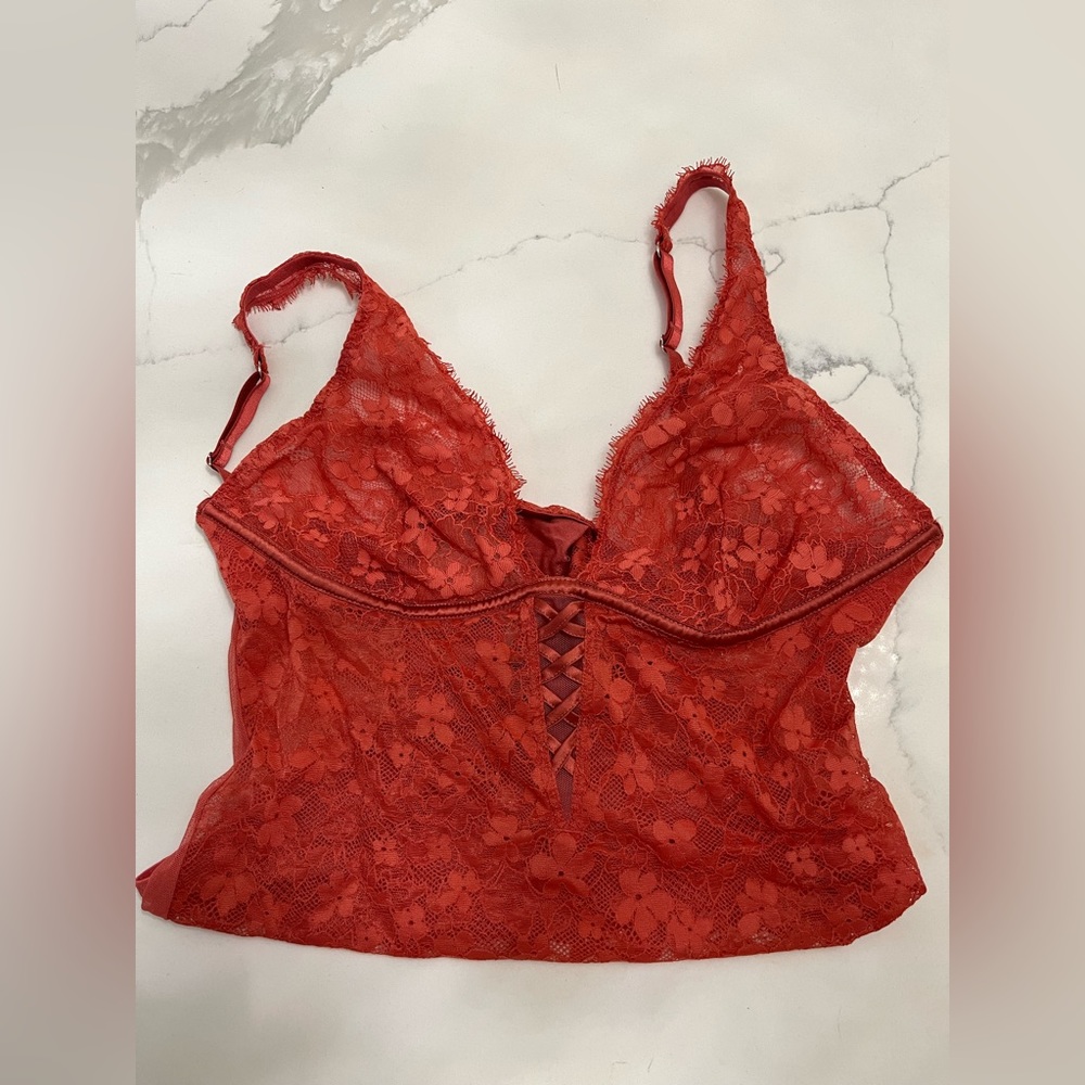 VS orange thong lace teddy